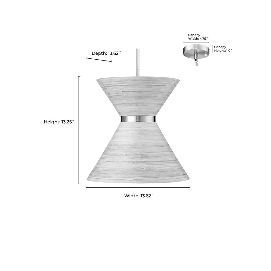 Millennium Lighting Jaycen 1Lt Pendant, Brushed Nickel/Bamboo Nature