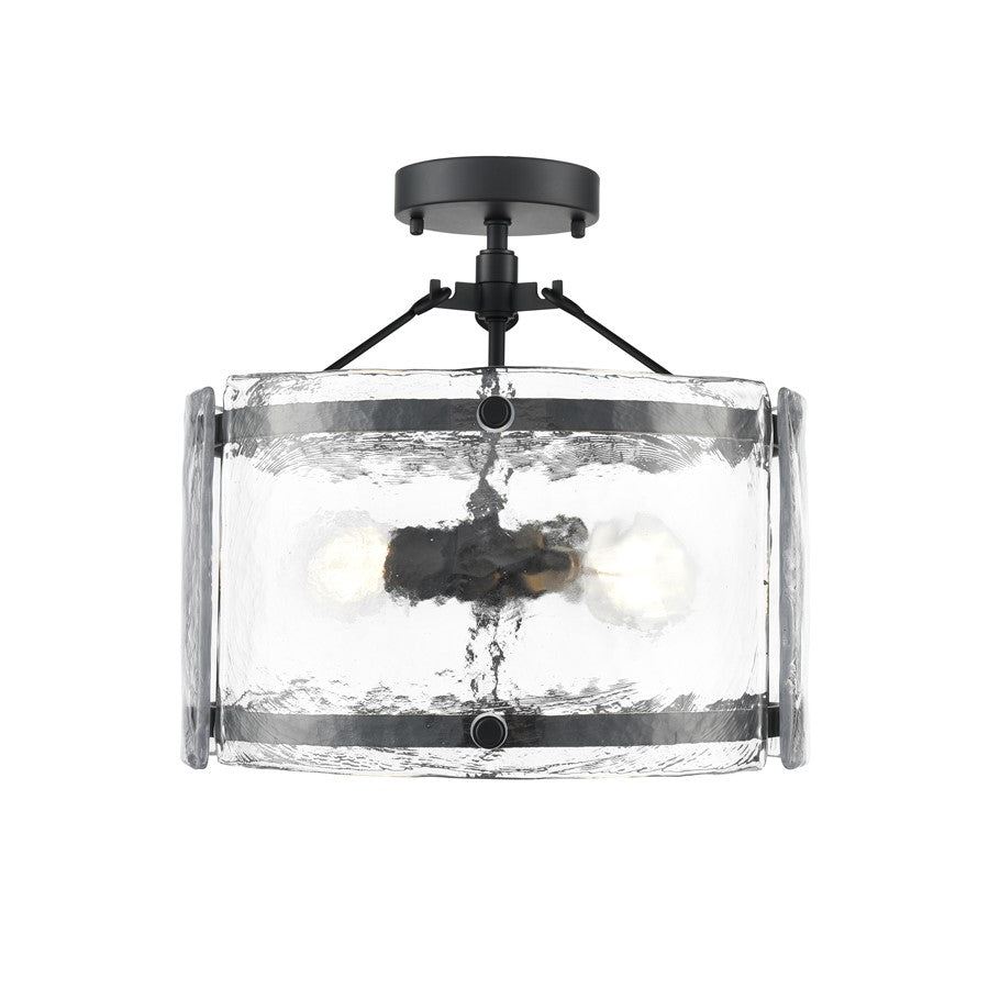 Millennium Lighting Bennetti 2Lt 15" Semi-Flush Mount, Black/Water