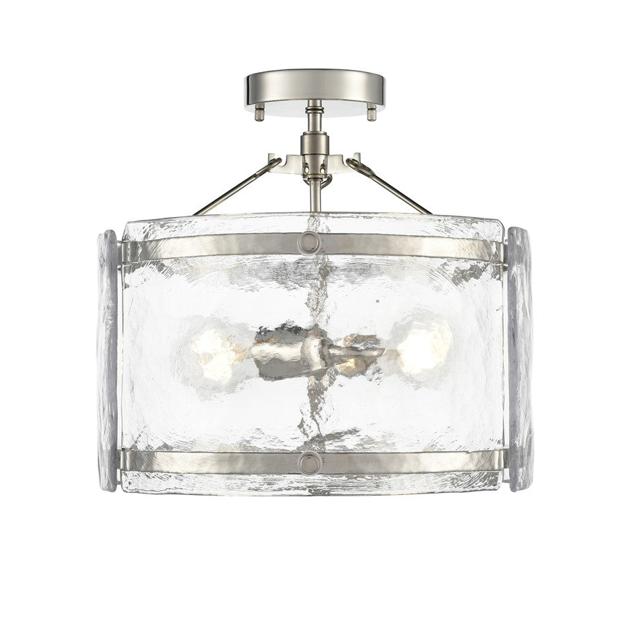 Millennium Lighting Bennetti 2Lt 15" Semi-Flush Mount, Nickel/Water