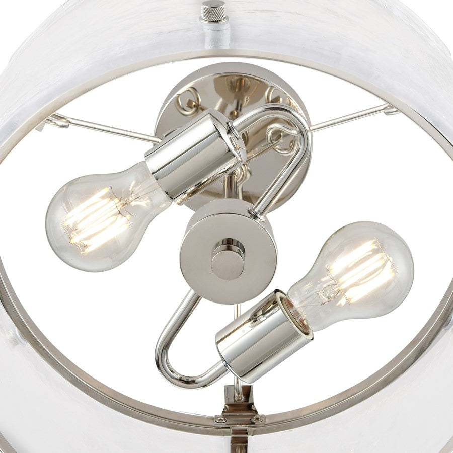 Millennium Lighting Bennetti 2Lt 15" Semi-Flush Mount, Nickel/Water