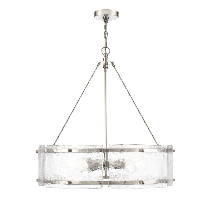 Millennium Lighting Bennetti 5Lt 25" Pendant, Polished Nickel/Water