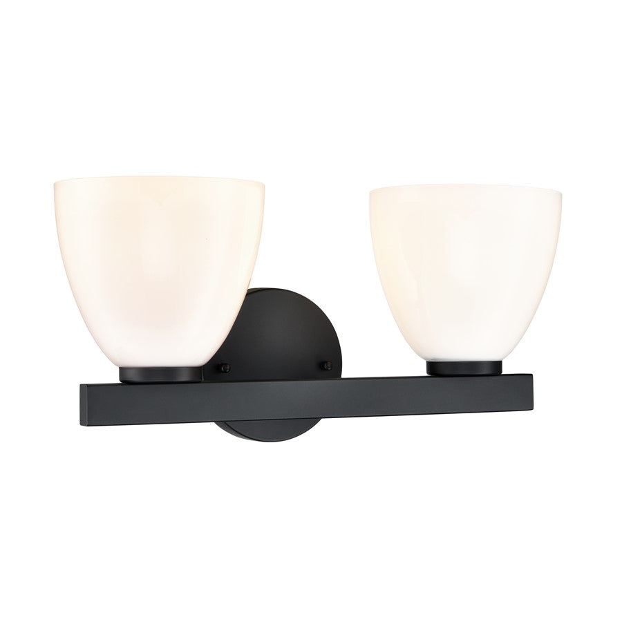 Millennium Lighting Apria 2Lt 16" Vanity, Black/Opal - 49002-MB