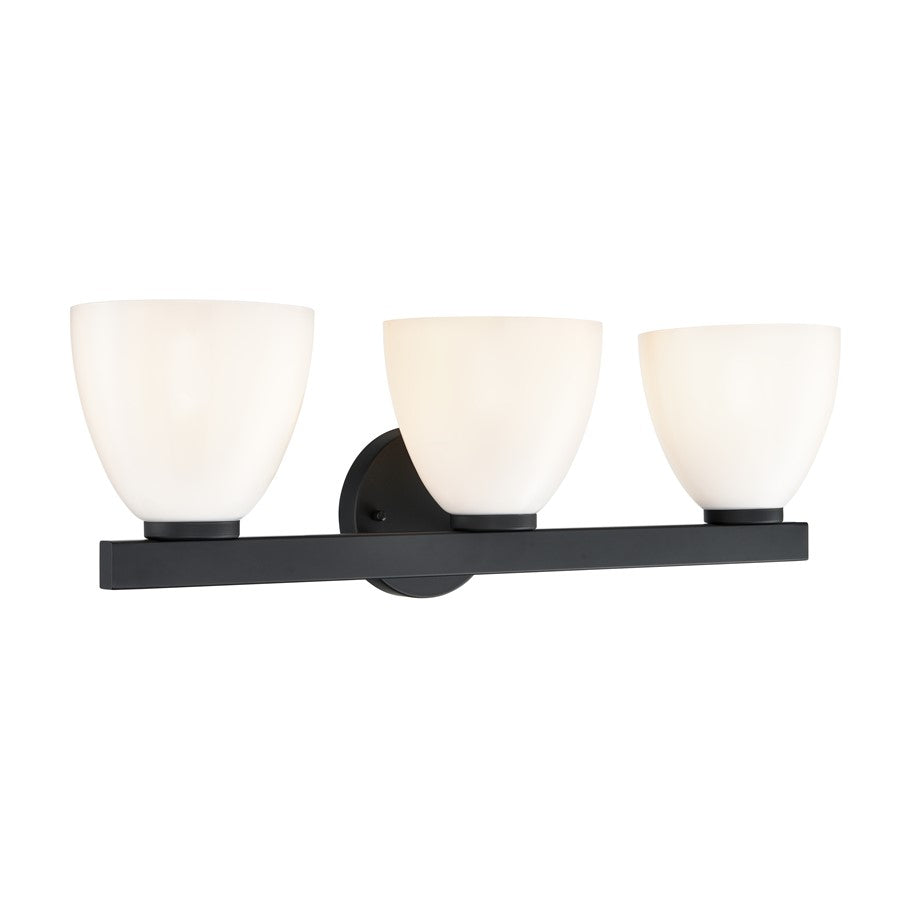Millennium Lighting Apria 3Lt 24" Vanity, Black/Opal - 49003-MB