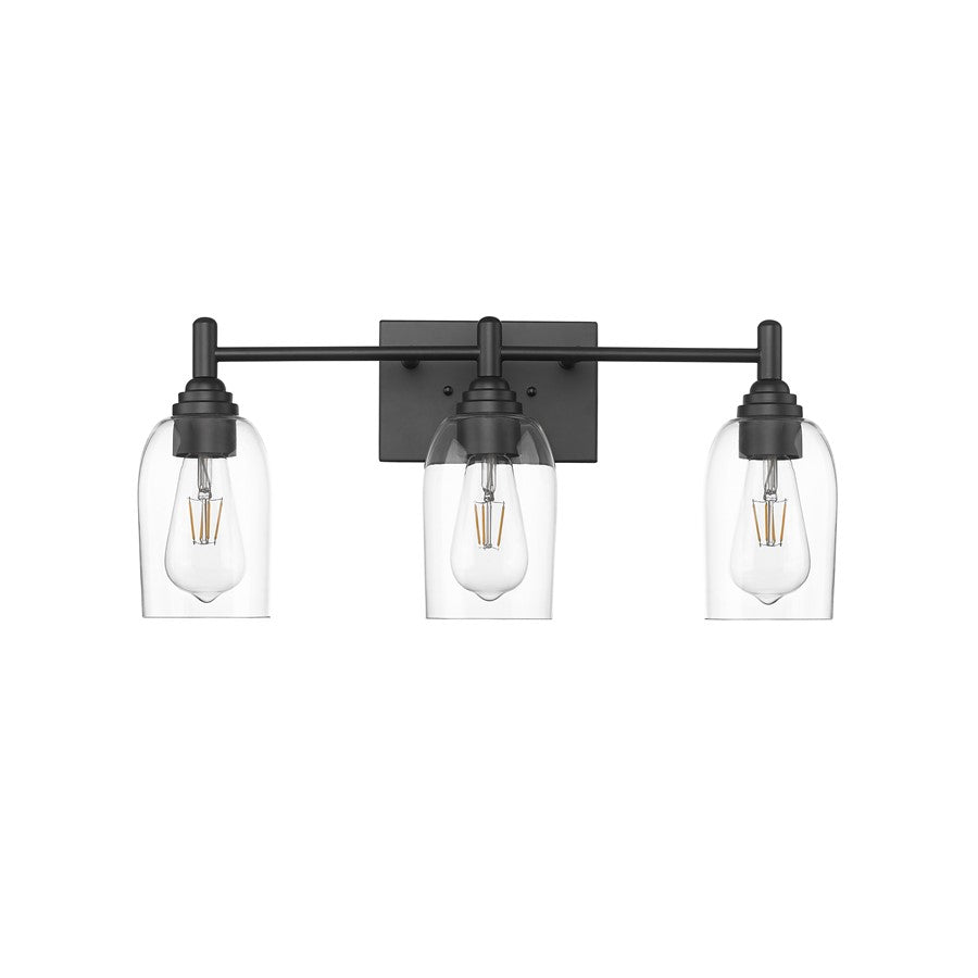 Millennium Lighting Arlett 3Lt Vanity, Black/Clear - 4993-MB