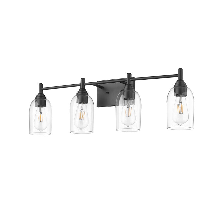 Millennium Lighting Arlett 4Lt Bathroom Vanity Light, Black/Clear