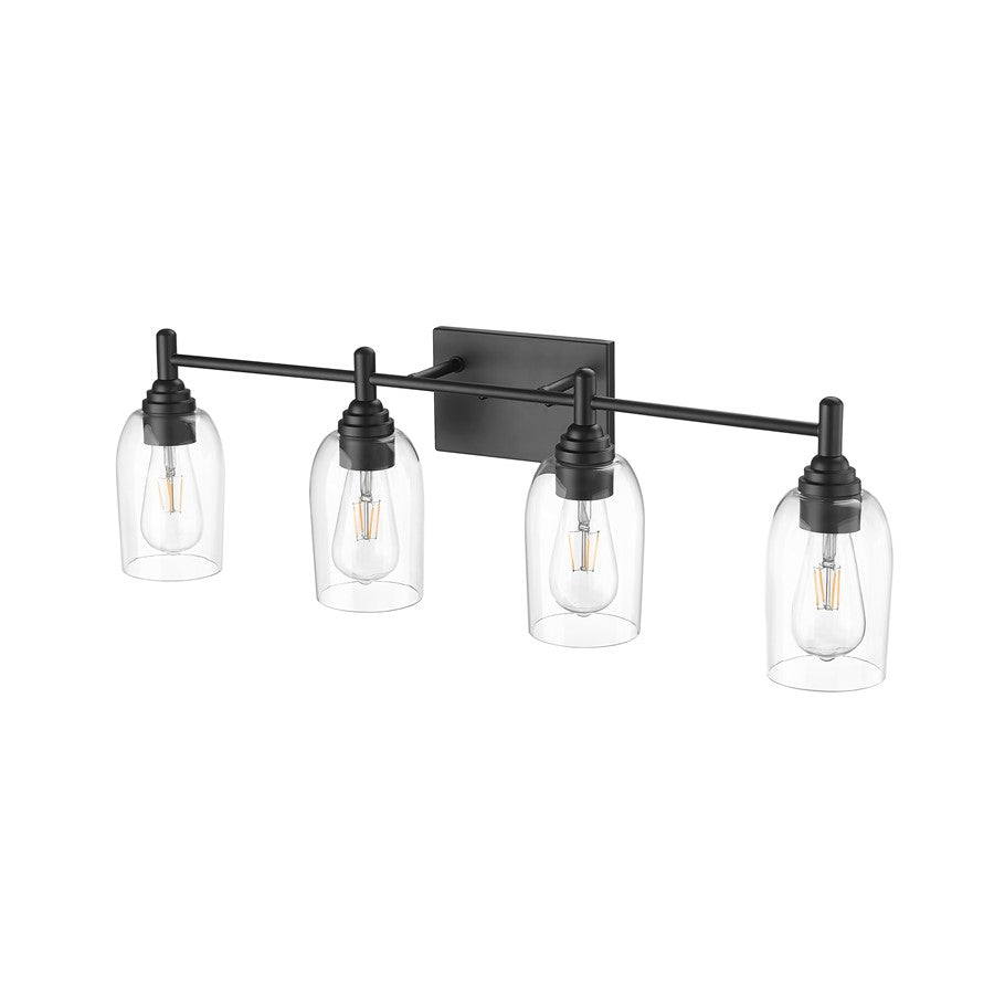 Millennium Lighting Arlett 4Lt Bathroom Vanity Light, Black/Clear