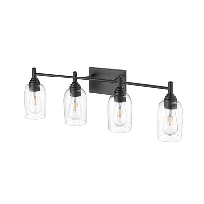 Millennium Lighting Arlett 4Lt Bathroom Vanity Light, Black/Clear