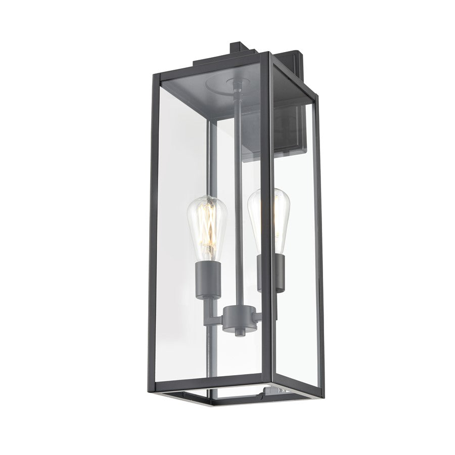 929 Lighting Atless 2Lt Outdoor Wall Lantern, Black/Clear