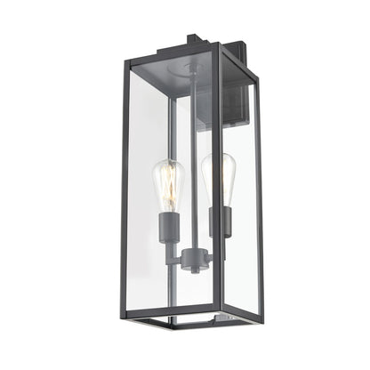 929 Lighting Atless 2Lt Outdoor Wall Lantern, Black/Clear