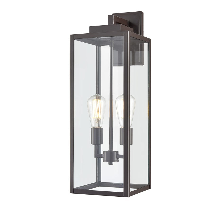 929 Lighting Atless 2Lt Outdoor Wall Lantern, Bronze/Clear