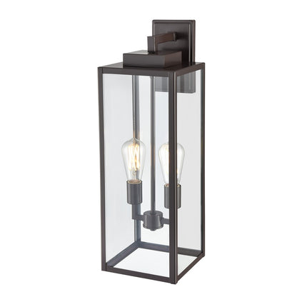 929 Lighting Atless 2Lt Outdoor Wall Lantern, Bronze/Clear