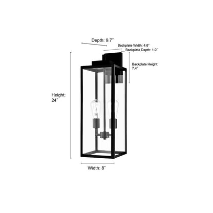 929 Lighting Atless 2Lt Outdoor Wall Lantern, Bronze/Clear