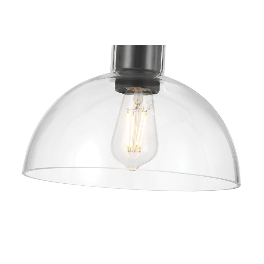 Millennium Knightsdale 1Lt Semi Flush Mount, Black/Clear