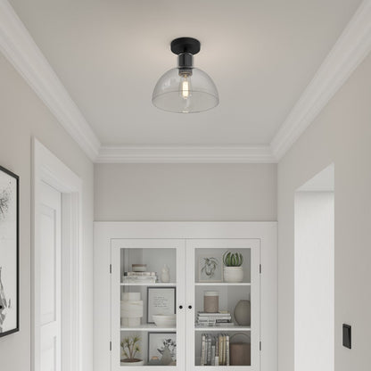 Millennium Knightsdale 1Lt Semi Flush Mount, Black/Clear