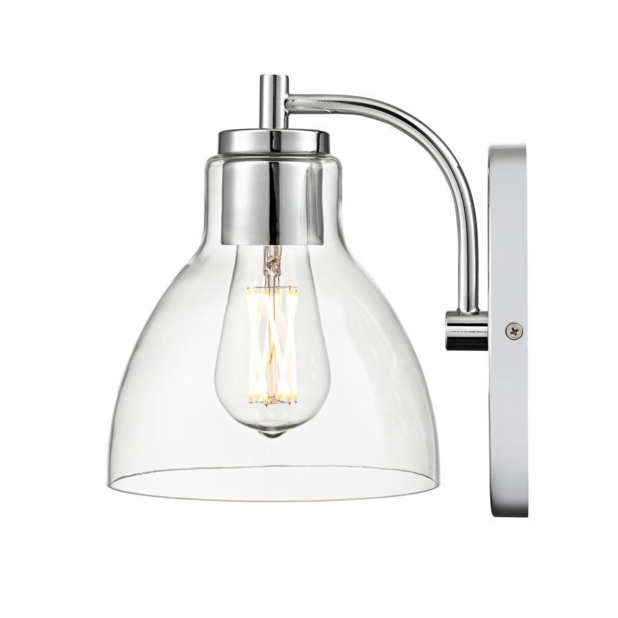 Millennium Knightsdale 9.25" High 1Lt Wall Sconce, Chrome/Clear