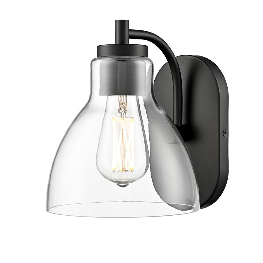 Millennium Knightsdale 9.25" High 1Lt Wall Sconce, Black/Clear - 6201-MB