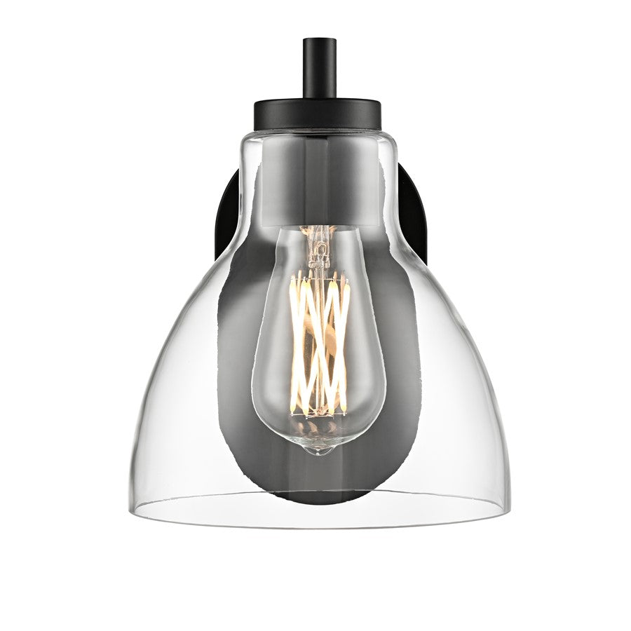 Millennium Knightsdale 9.25" High 1Lt Wall Sconce, Black/Clear