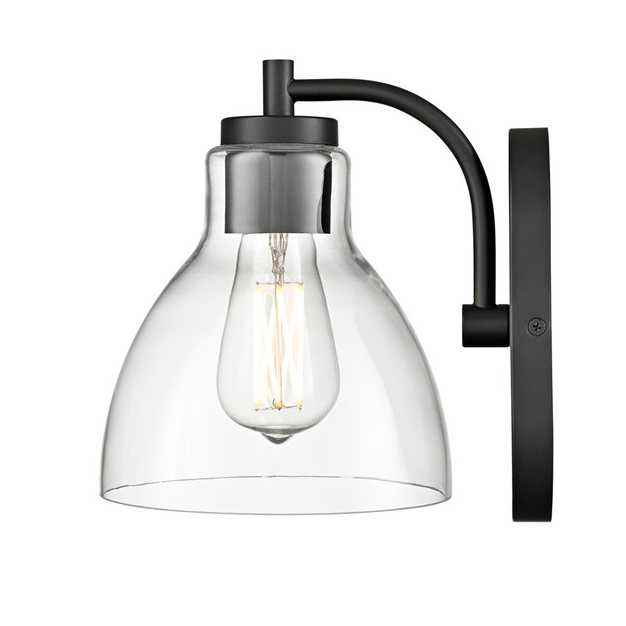 Millennium Knightsdale 9.25" High 1Lt Wall Sconce, Black/Clear