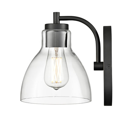 Millennium Knightsdale 9.25" High 1Lt Wall Sconce, Black/Clear