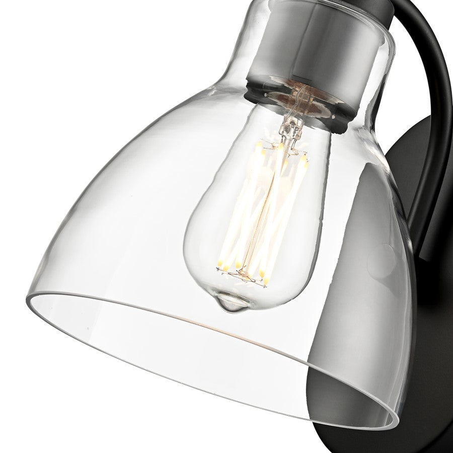 Millennium Knightsdale 9.25" High 1Lt Wall Sconce, Black/Clear