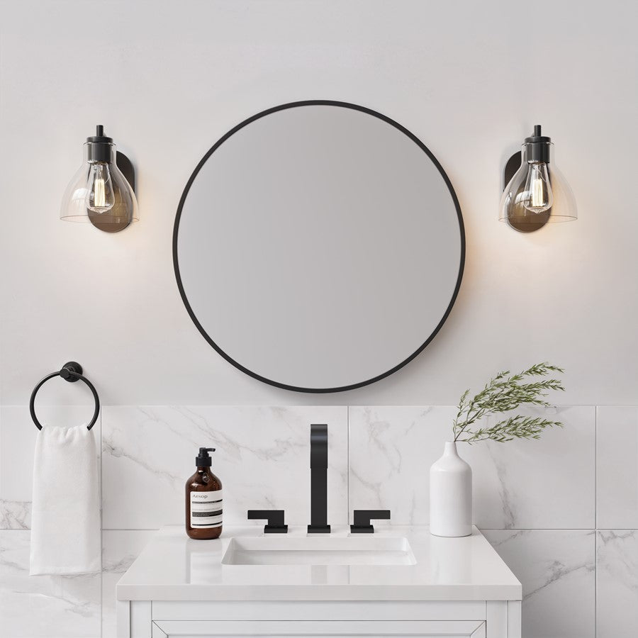 Millennium Knightsdale 9.25" High 1Lt Wall Sconce, Black/Clear
