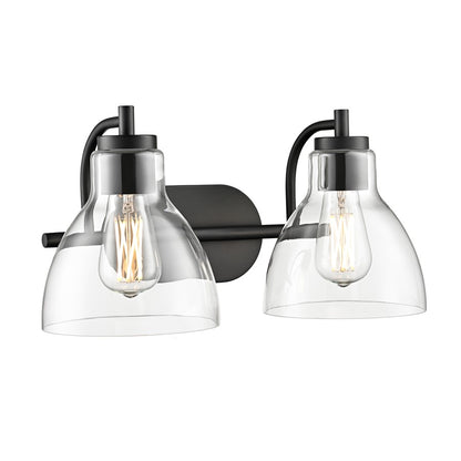 Millennium Lighting Knightsdale 17.5" 2Lt Vanity, Matte Black/Clear - 6202-MB