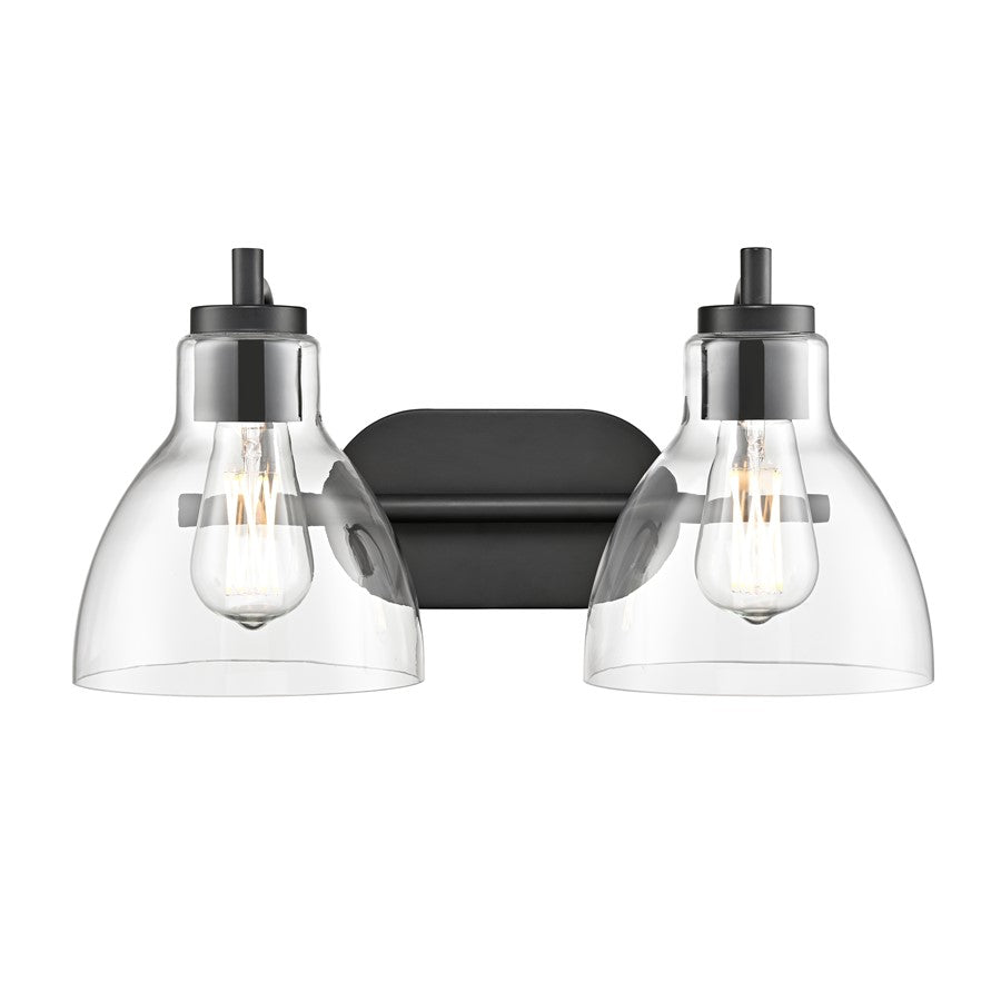 Millennium Lighting Knightsdale 17.5" 2Lt Vanity, Matte Black/Clear