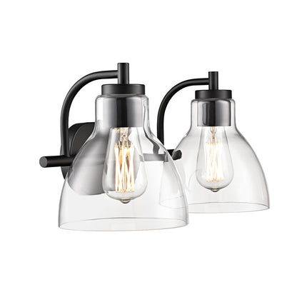 Millennium Lighting Knightsdale 17.5" 2Lt Vanity, Matte Black/Clear