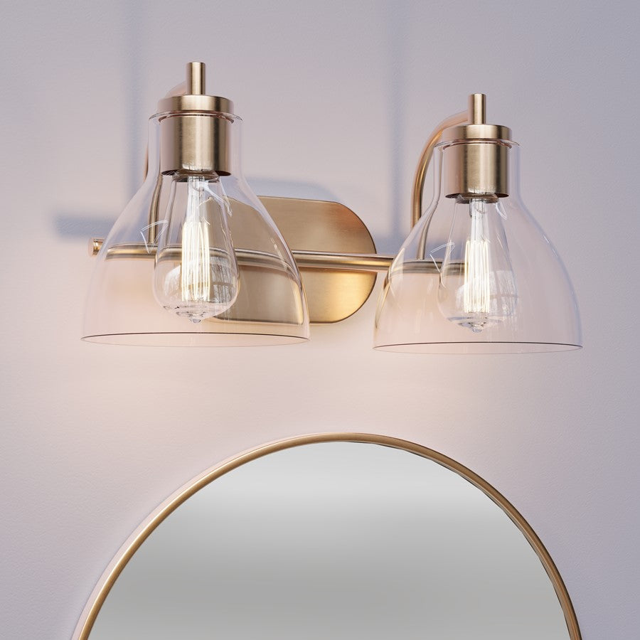 Millennium Lighting Knightsdale 17.5" 2Lt Vanity, Modern Gold/Clear