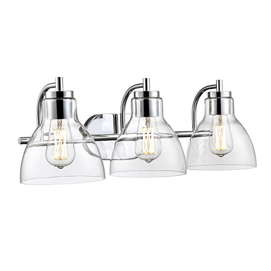 Millennium Lighting Knightsdale 25.25" 3Lt Vanity, Chrome/Clear - 6203-CH