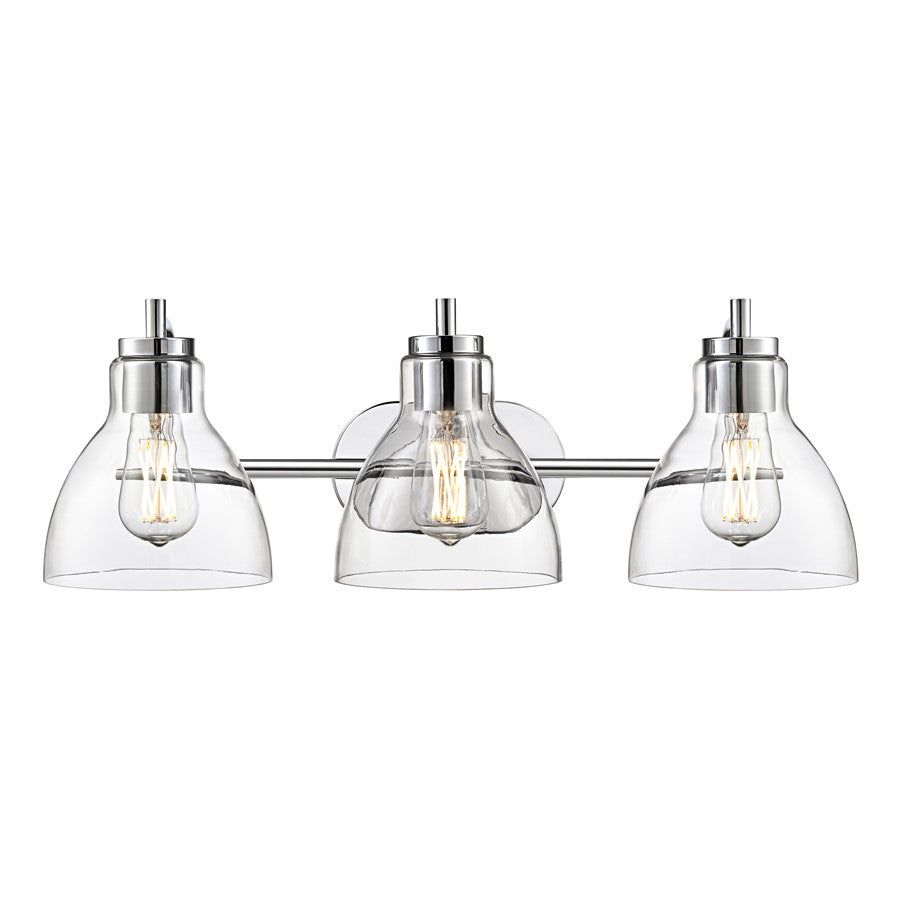 Millennium Lighting Knightsdale 25.25" 3Lt Vanity, Chrome/Clear