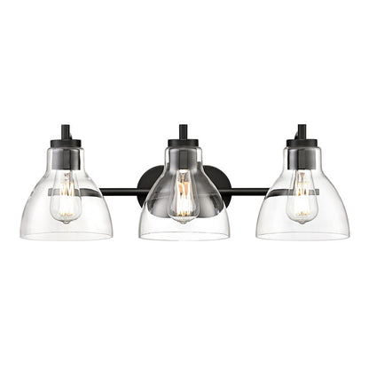 Millennium Lighting Knightsdale 25.25" 3Lt Vanity, Matte Black/Clear