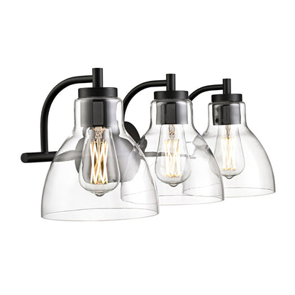 Millennium Lighting Knightsdale 25.25" 3Lt Vanity, Matte Black/Clear