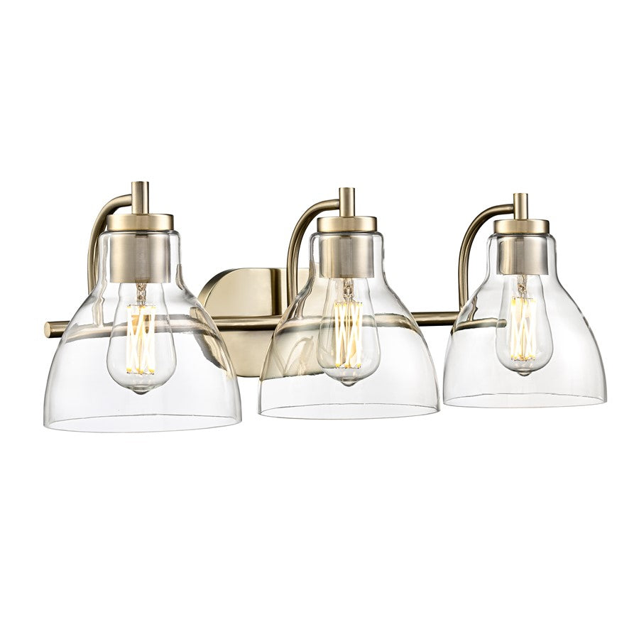 Millennium Lighting Knightsdale 25.25" 3Lt Vanity, Modern Gold/Clear - 6203-MG