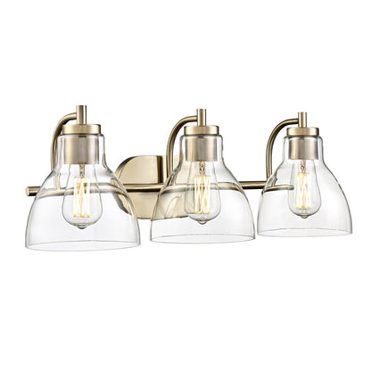 Millennium Lighting Knightsdale 25.25" 3Lt Vanity, Modern Gold/Clear - 6203-MG