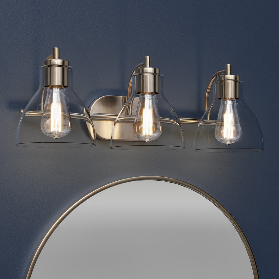 Millennium Lighting Knightsdale 25.25" 3Lt Vanity, Modern Gold/Clear