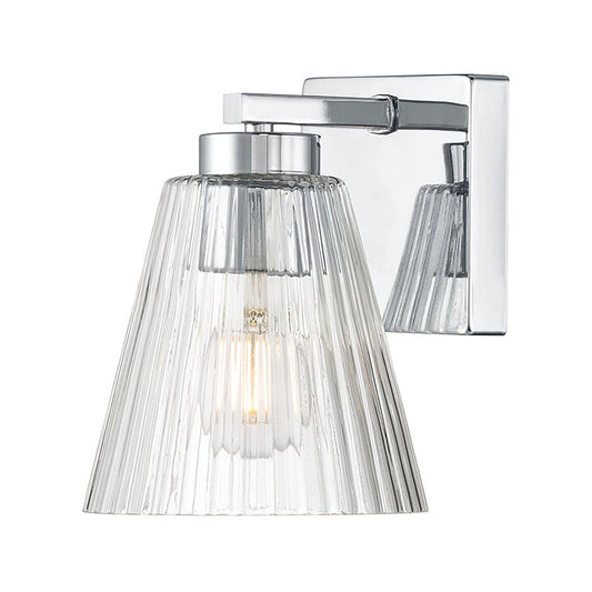 Millennium Riville 1Lt Wall Sconce, Chrome/Clear Striated - 63001-CH