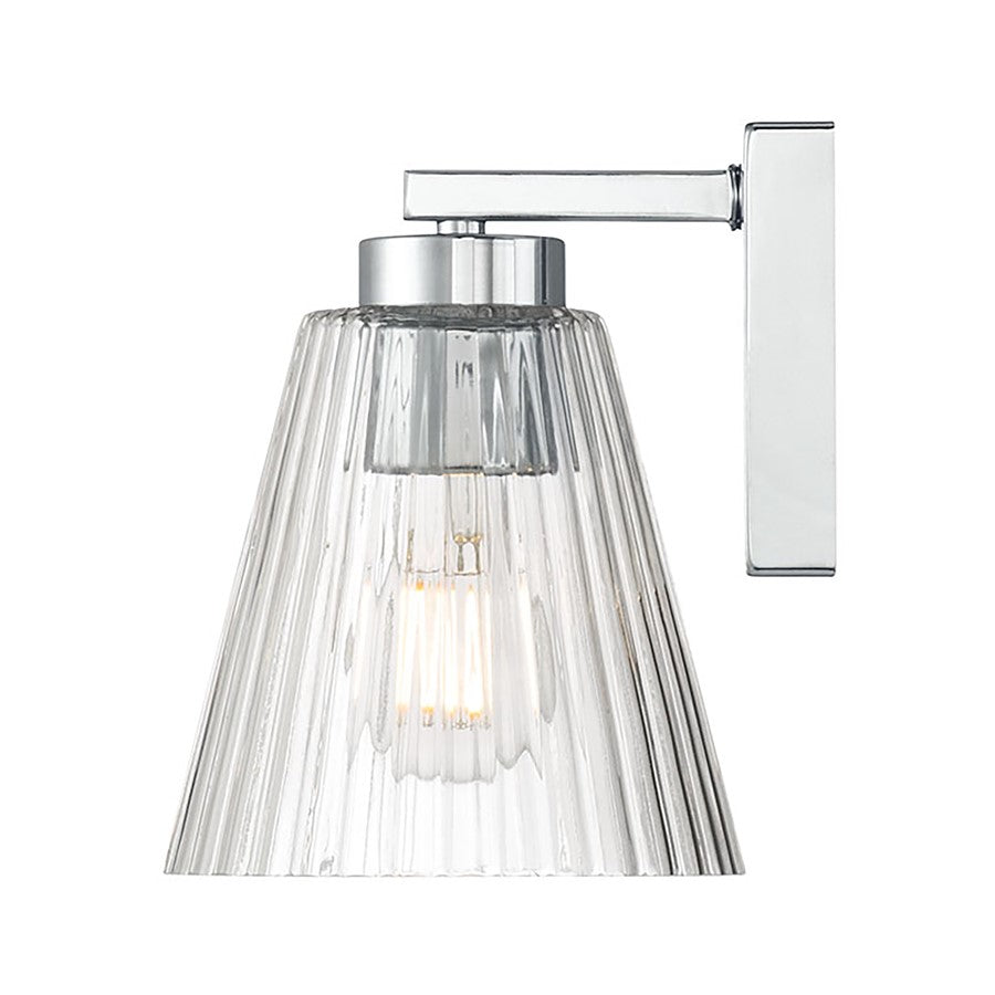 Millennium Riville 1Lt Wall Sconce, Chrome/Clear Striated