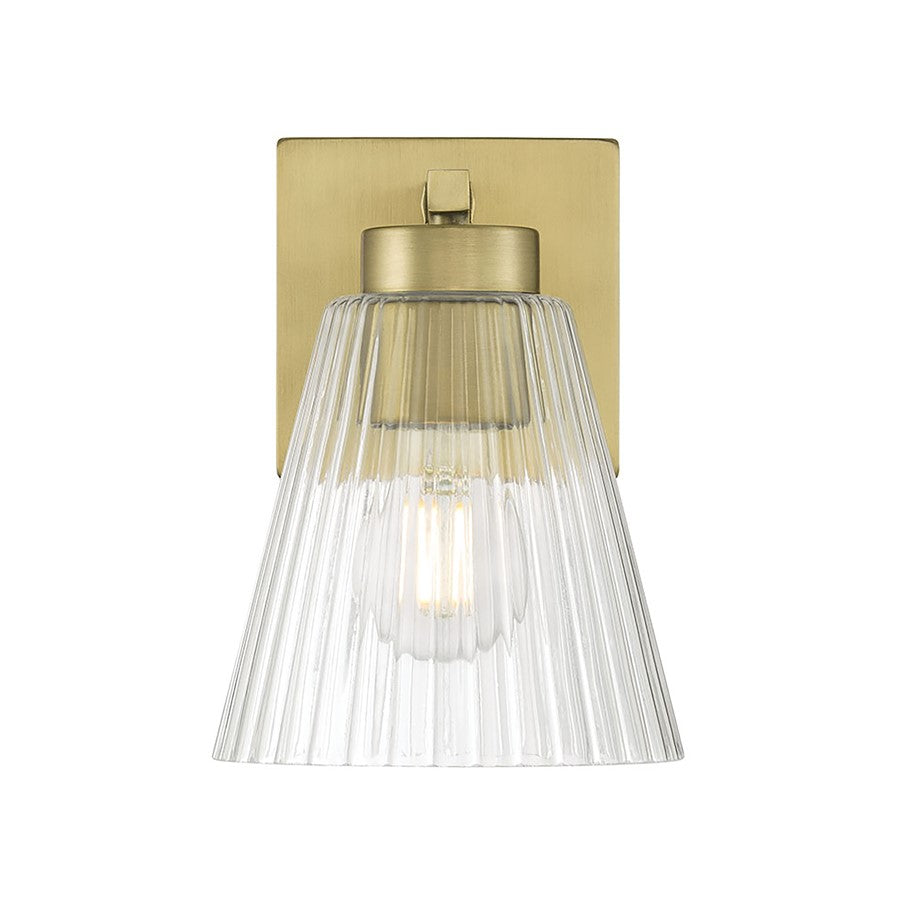 Millennium Riville 1Lt Wall Sconce, Brass/Clear Striated