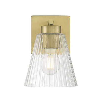 Millennium Riville 1Lt Wall Sconce, Brass/Clear Striated