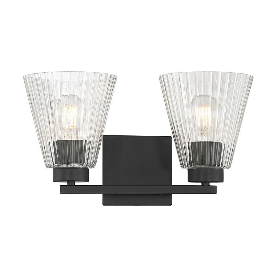 Millennium Riville 2Lt Bathroom Vanity Light, Black/Clear Striated