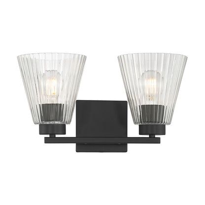 Millennium Riville 2Lt Bathroom Vanity Light, Black/Clear Striated