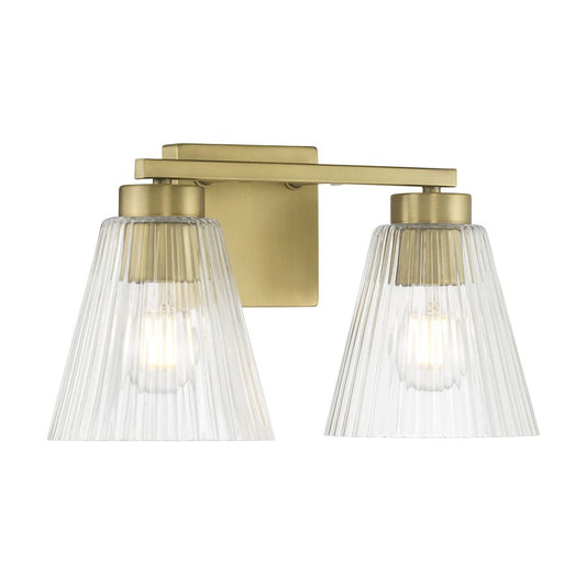 Millennium Riville 2Lt Bathroom Vanity Light, Brass/Clear Striated - 63002-VB
