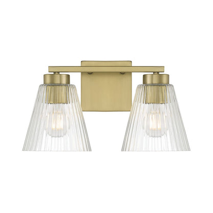Millennium Riville 2Lt Bathroom Vanity Light, Brass/Clear Striated
