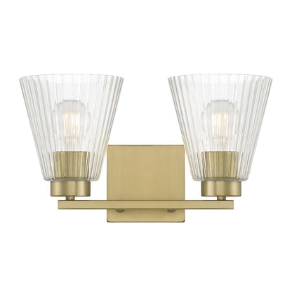 Millennium Riville 2Lt Bathroom Vanity Light, Brass/Clear Striated