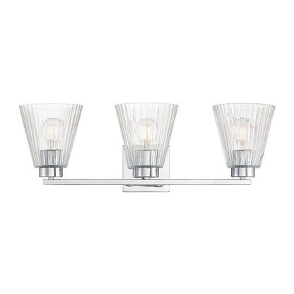 Millennium Riville 3Lt Bathroom Vanity Light, Chrome/Clear Striated