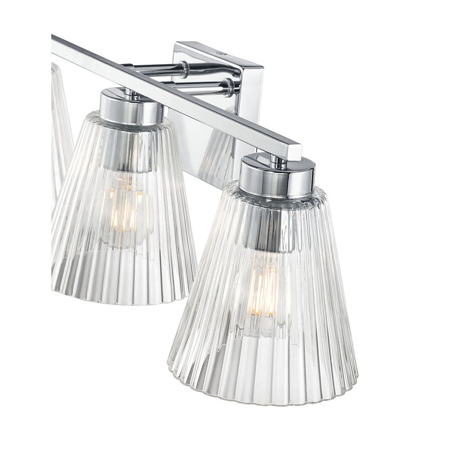 Millennium Riville 3Lt Bathroom Vanity Light, Chrome/Clear Striated