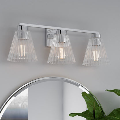 Millennium Riville 3Lt Bathroom Vanity Light, Chrome/Clear Striated