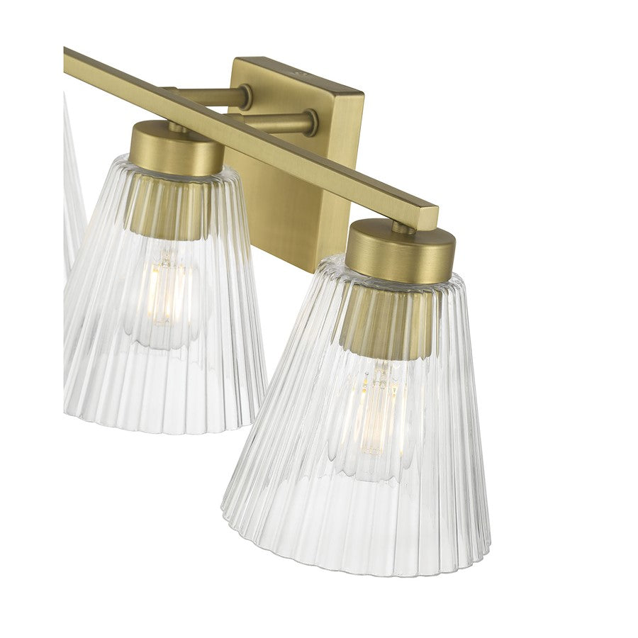 Millennium Riville 3Lt Bathroom Vanity Light, Brass/Clear Striated