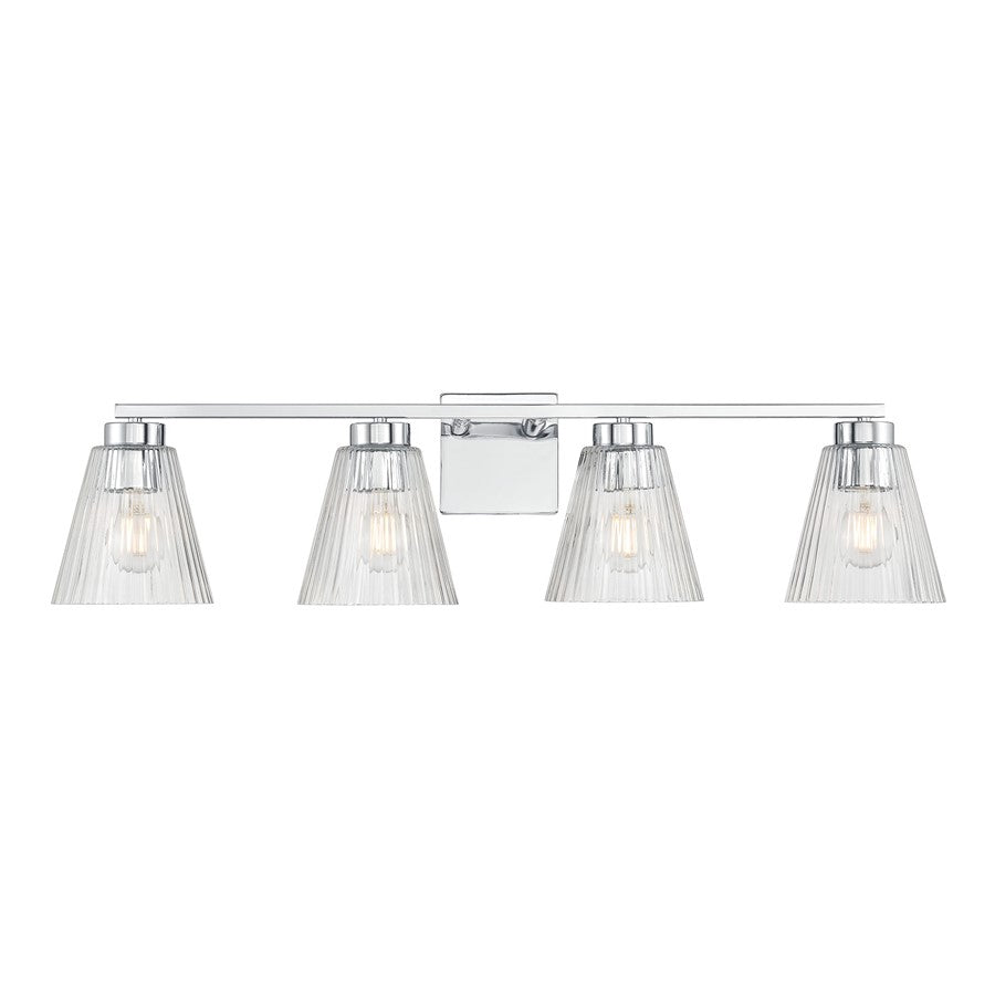 Millennium Riville 4Lt Bathroom Vanity Light, Chrome/Clear Striated